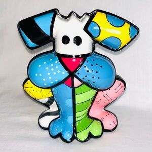 Britto Patchwork Terrier Dog Figurine Original Box & Tag